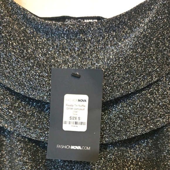 Fashion Nova Shimmering Silver Jumpsuit - Picture 2 of 3